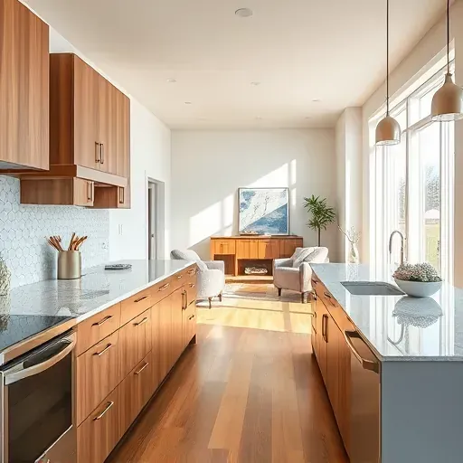 Modern renovated Franklinton, NC home interior with sleek kitchen, granite countertops, stainless steel appliances, hardwood floors.