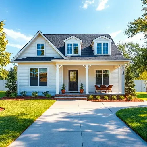 Beautiful renovated home in Selma, NC with modern exterior, landscaped lawn, stylish porch, and lush greenery.