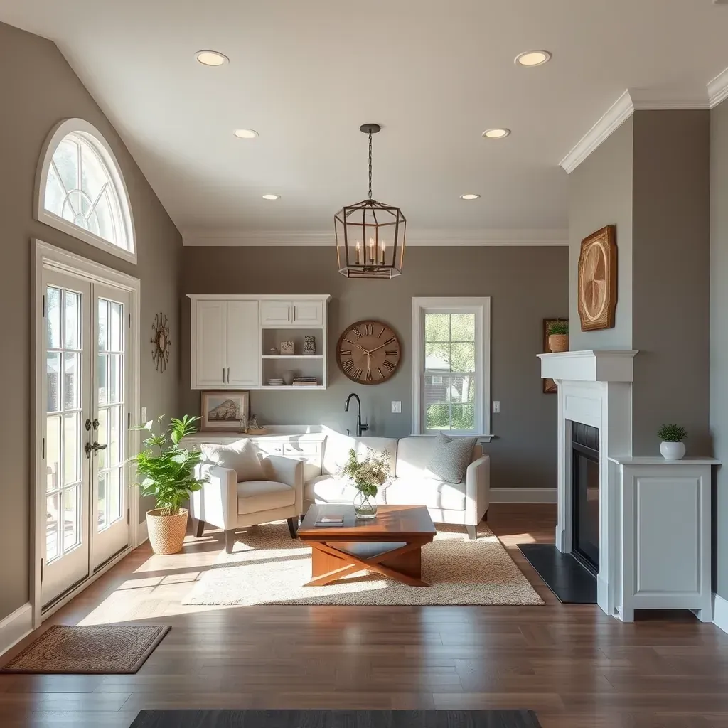 Charming Hillsborough, NC home in renovation, with fresh paint, new windows, tools, and lush greenery in natural daylight.