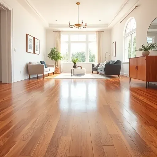 Bright, restored modern living room in Raleigh, NC with clean hardwood floors, neutral walls, and sunlight highlights.