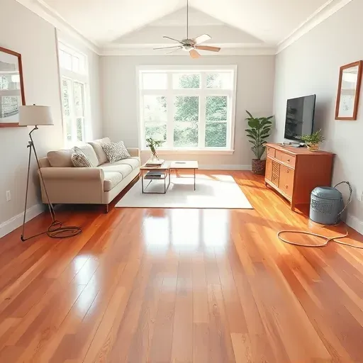 Restored Wendell, NC living room showing polished floors, fresh paint, neat tools, and a clean, inviting atmosphere.