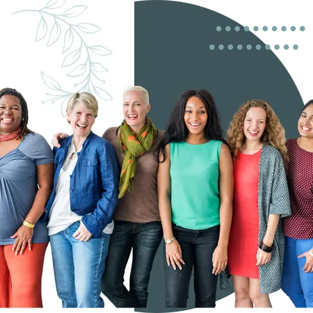 Group of women of different ages and ethnicity lined up