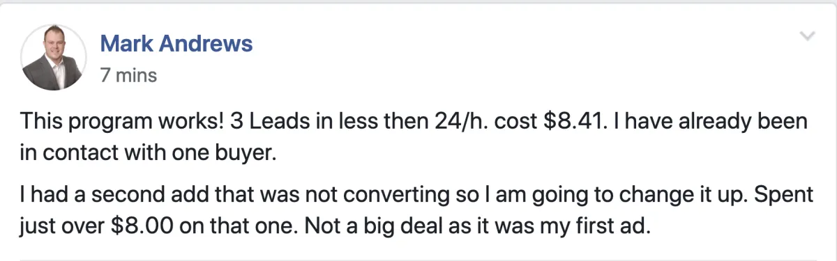 Screenshot of a testimonial 3