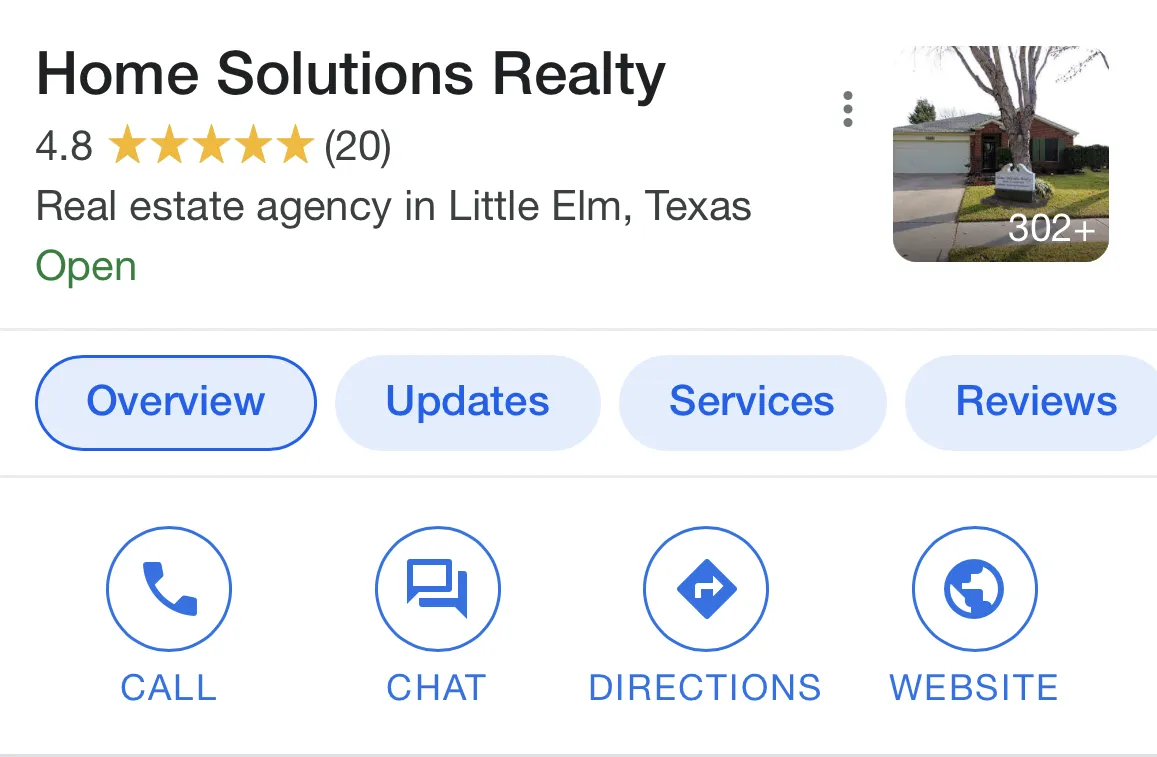 Example of realtor rating on Google