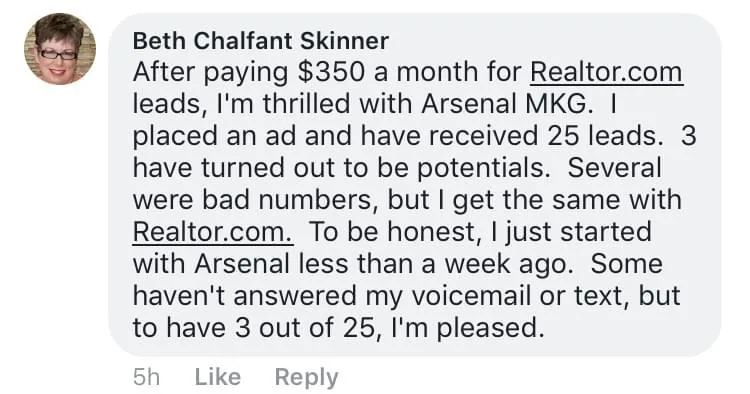 Screenshot of a testimonial 7