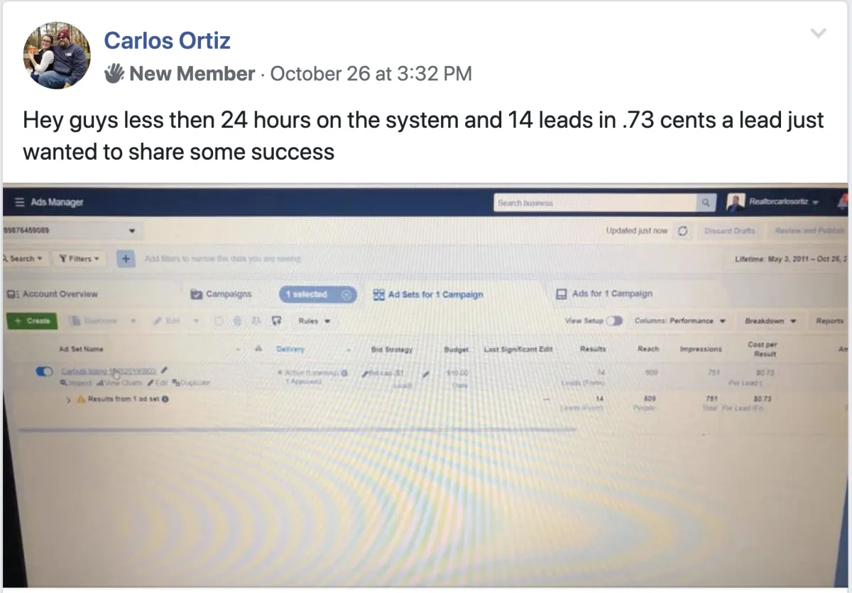 Screenshot of a testimonial 10