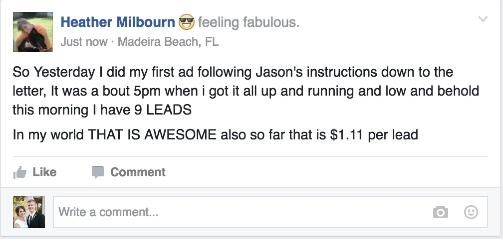 Screenshot of a testimonial 19