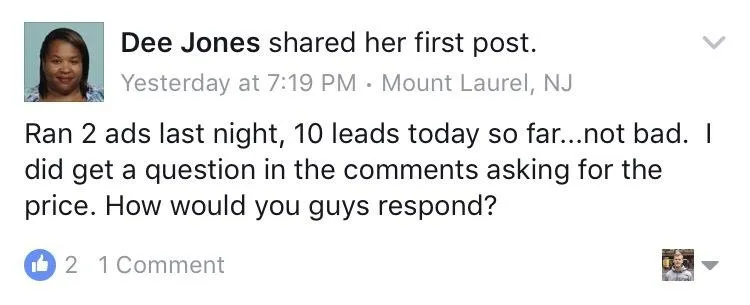 Screenshot of a testimonial 9