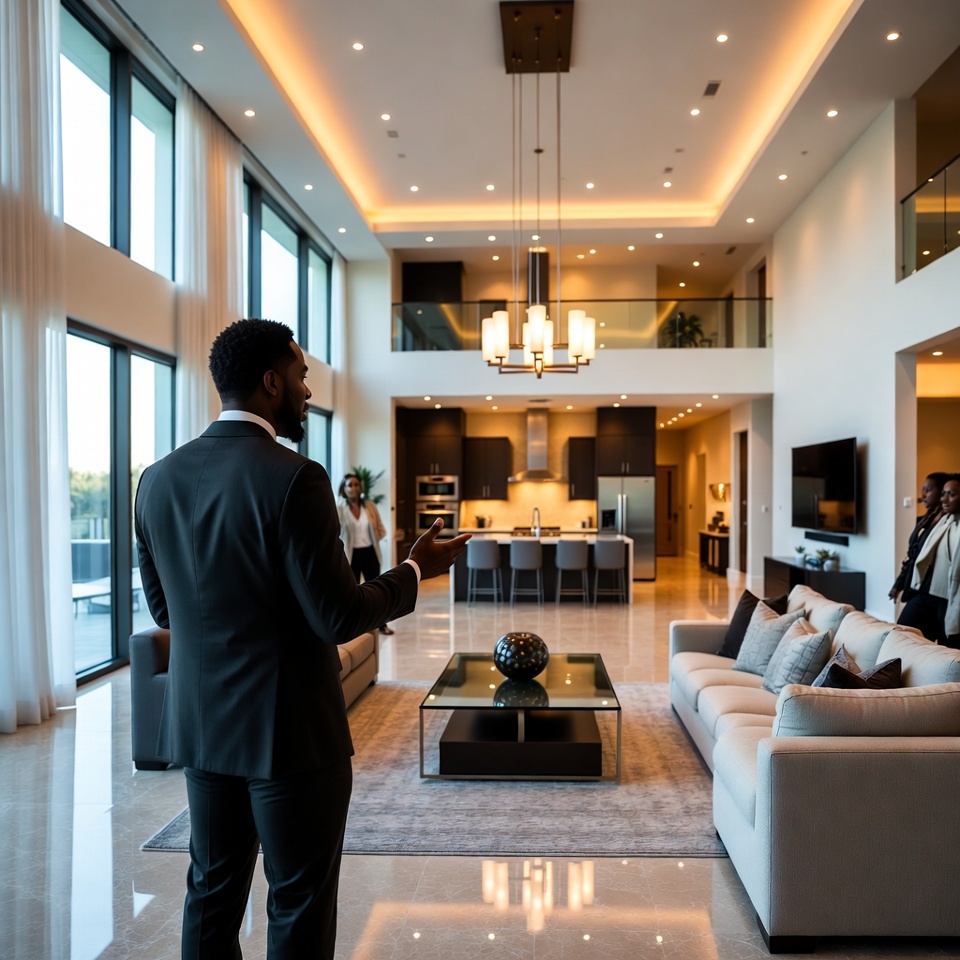 Luxury Florida home interiors featuring living and bedroom spaces, representing Lisa Foor real estate listings