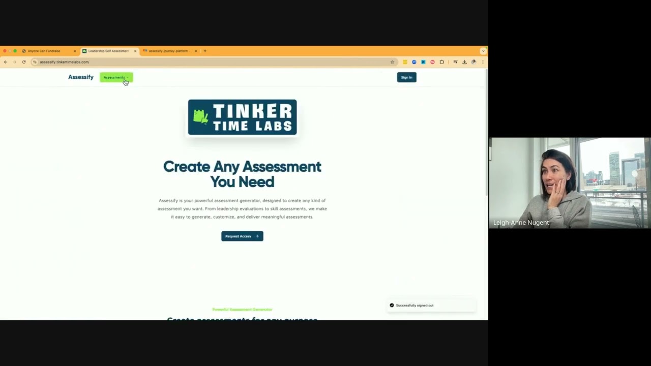 Leigh-Anne Nugent and Micah discussing app development, user experience, integrations, and product iteration in a Tinker Club session.