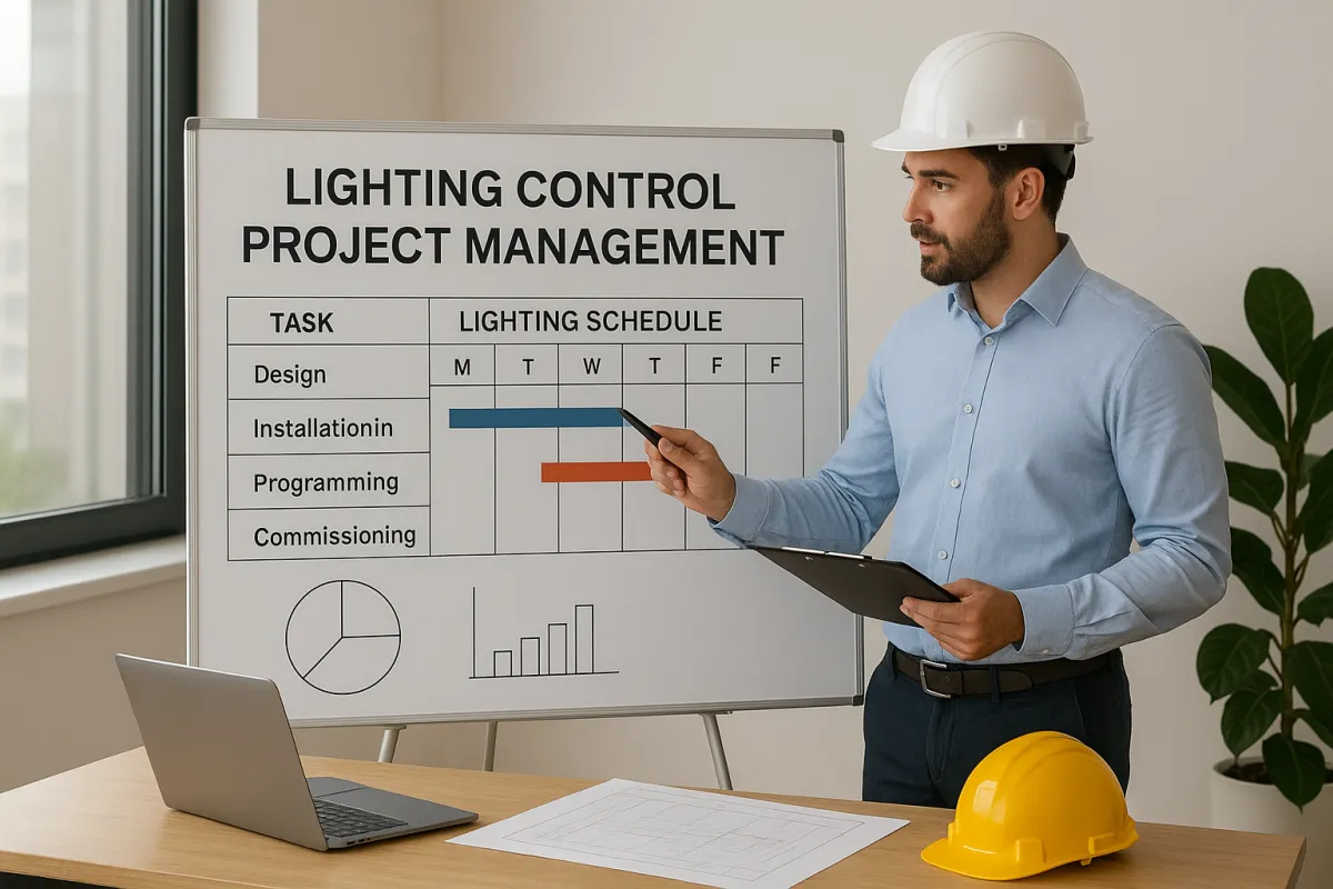 Project management for lighting control system installation and coordination in commercial building projects.