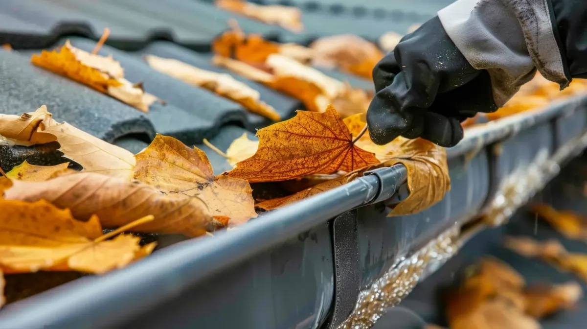 Guttering services Palmyra NE — crew installing seamless gutters on home — Knapp Roofing LLC