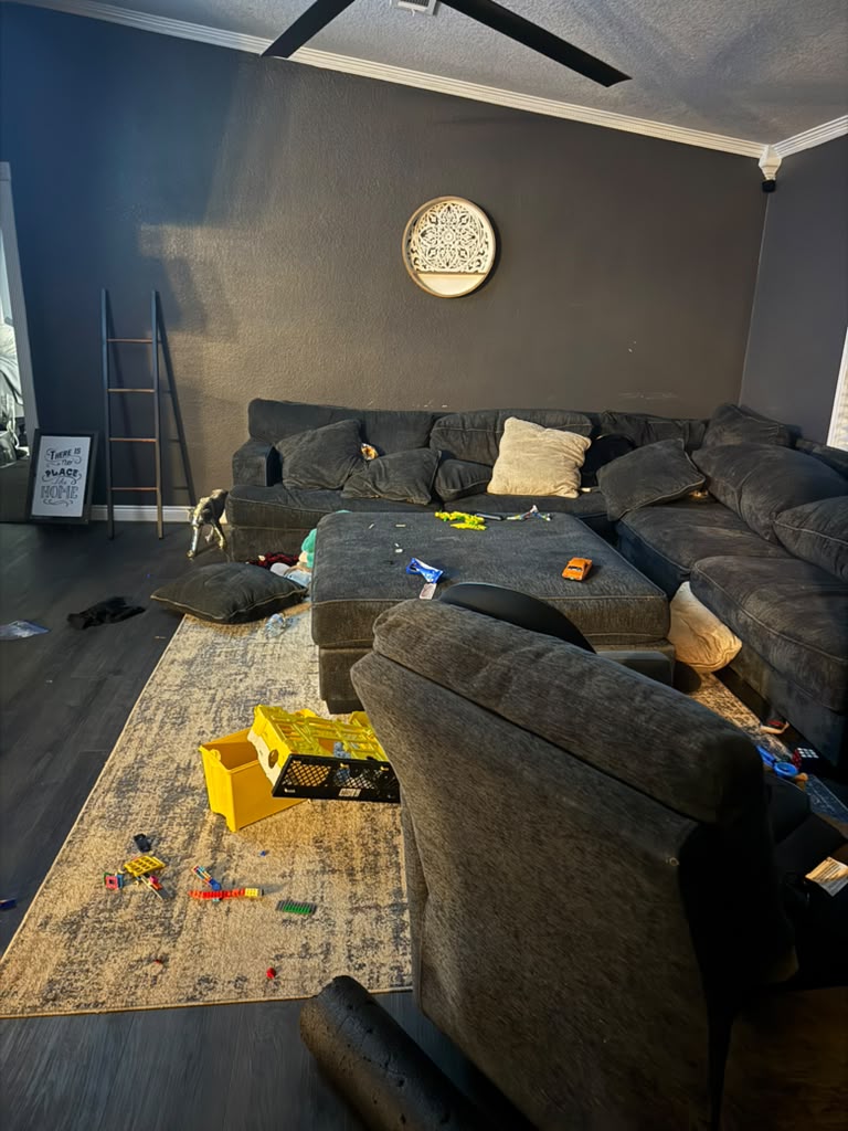 Editorial shot of a gleaming, immaculately clean living room