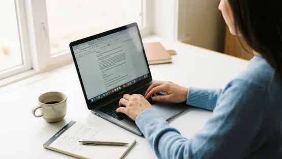 Hand writing a checklist in a notebook