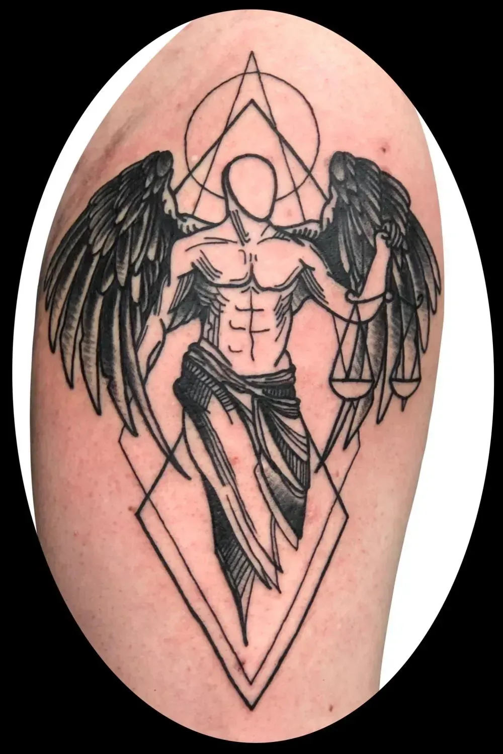 Black and gray abstract ange tattoo sacred heart tattoo cookevile