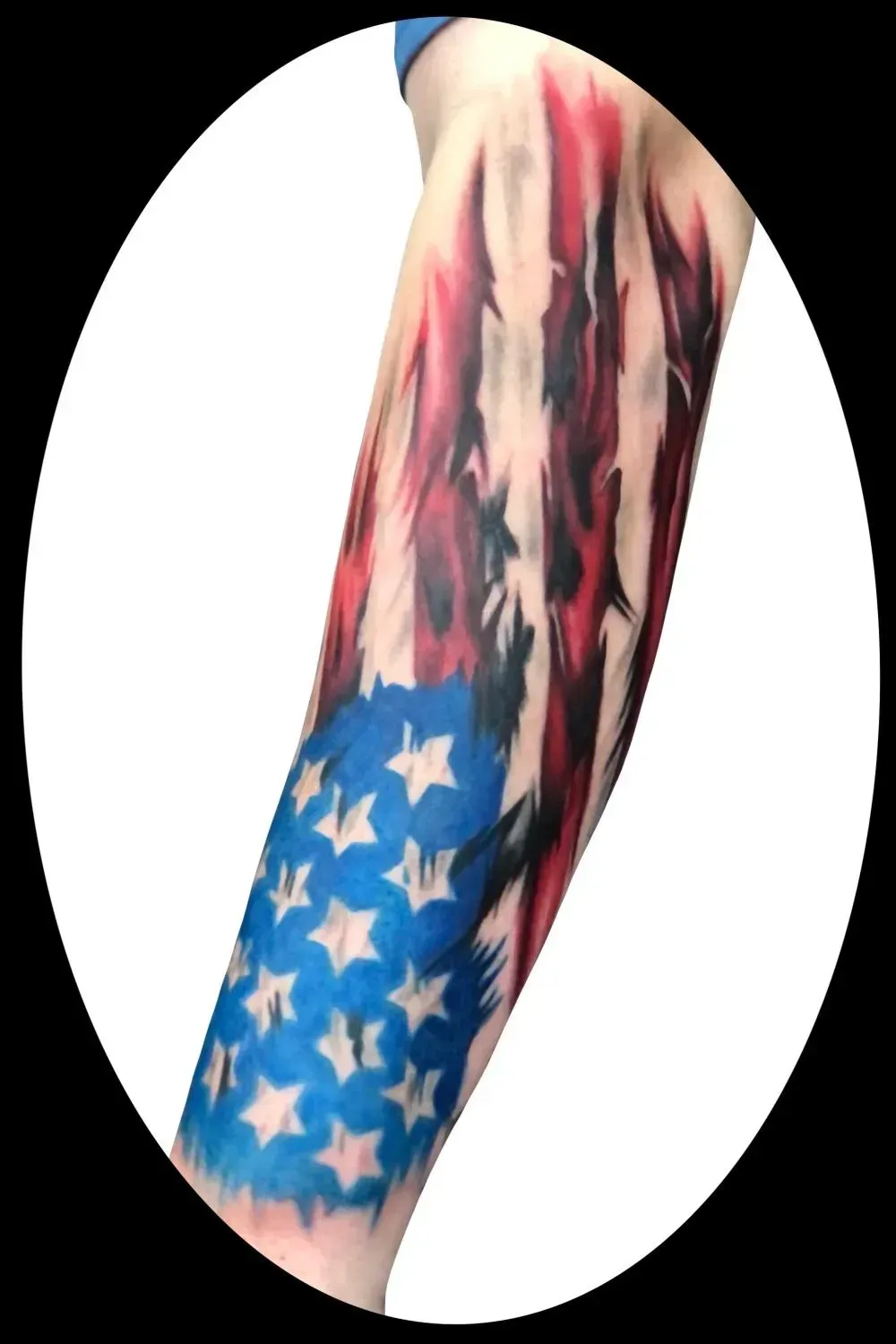 American Flag Torn tattoo sacred heart tattoo cookevile