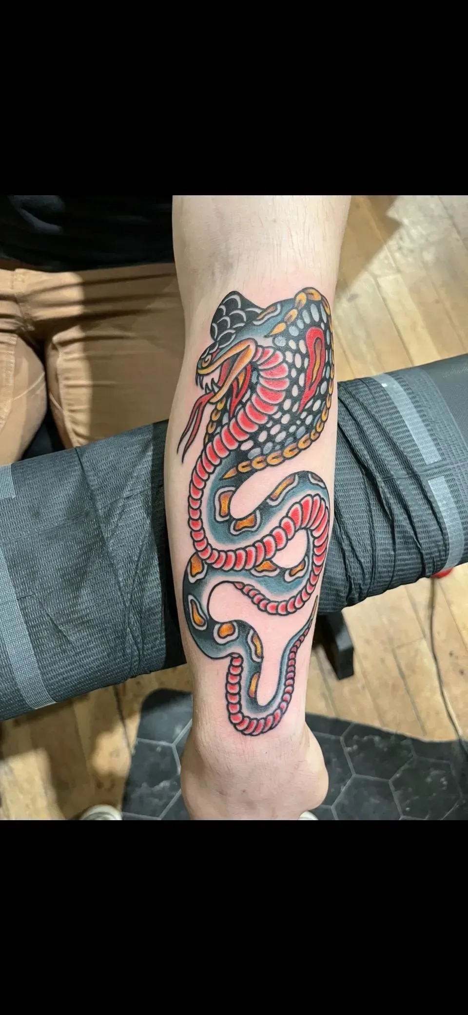 American Traditional Cobra sacred heart tattoo cookevile