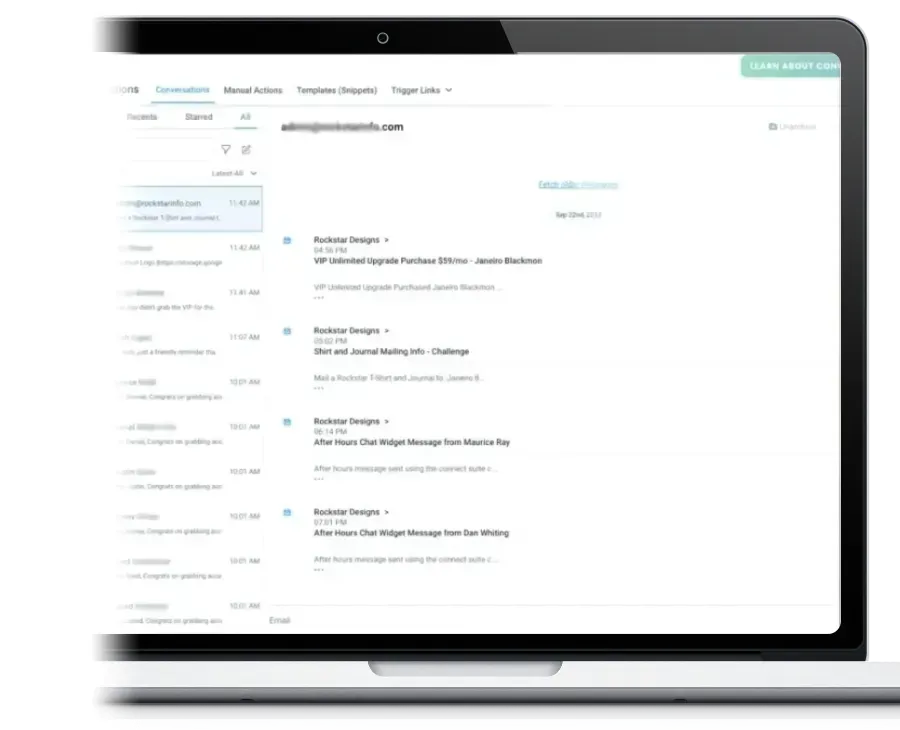 Connect Suite handles all conversations in one thread, even with AI