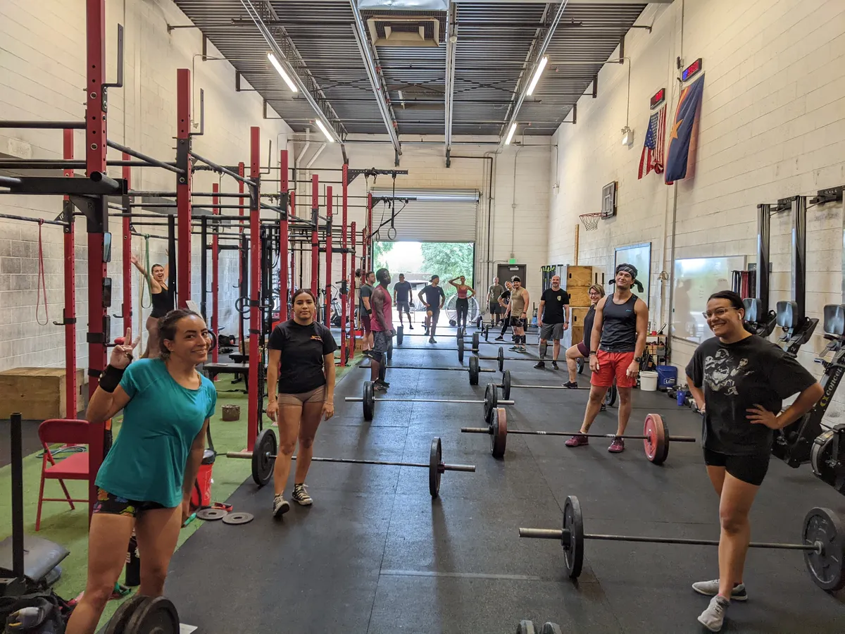 CrossFit HiFi members training together on the gym floor in Queen Creek