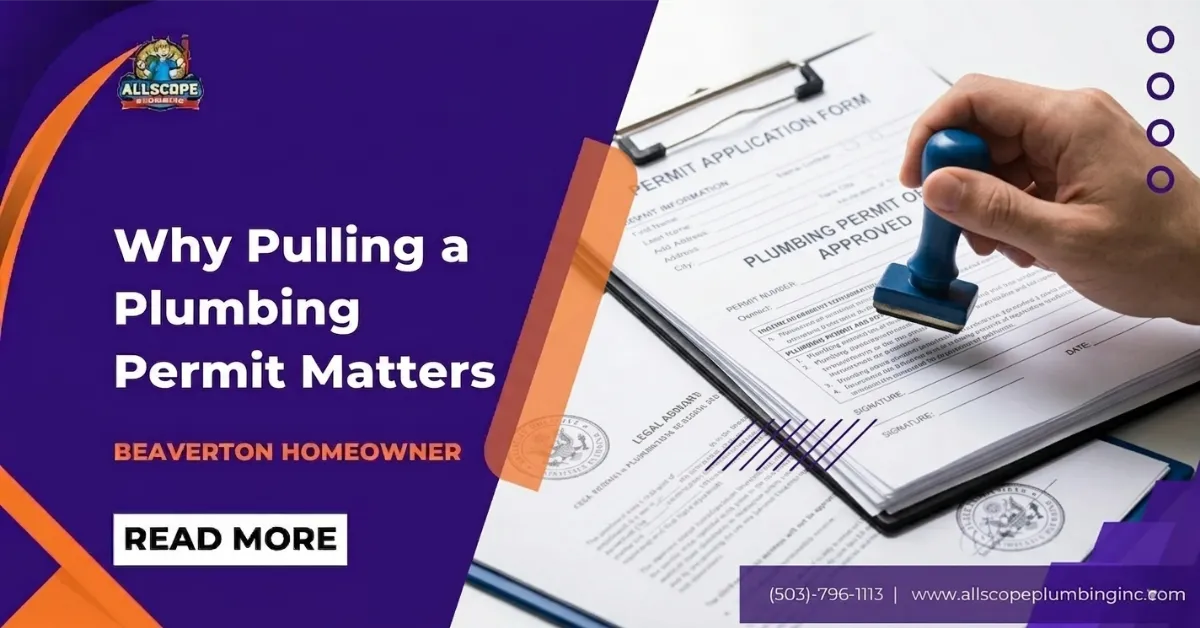A licensed plumber reviewing a permit document before starting a residential plumbing installation.