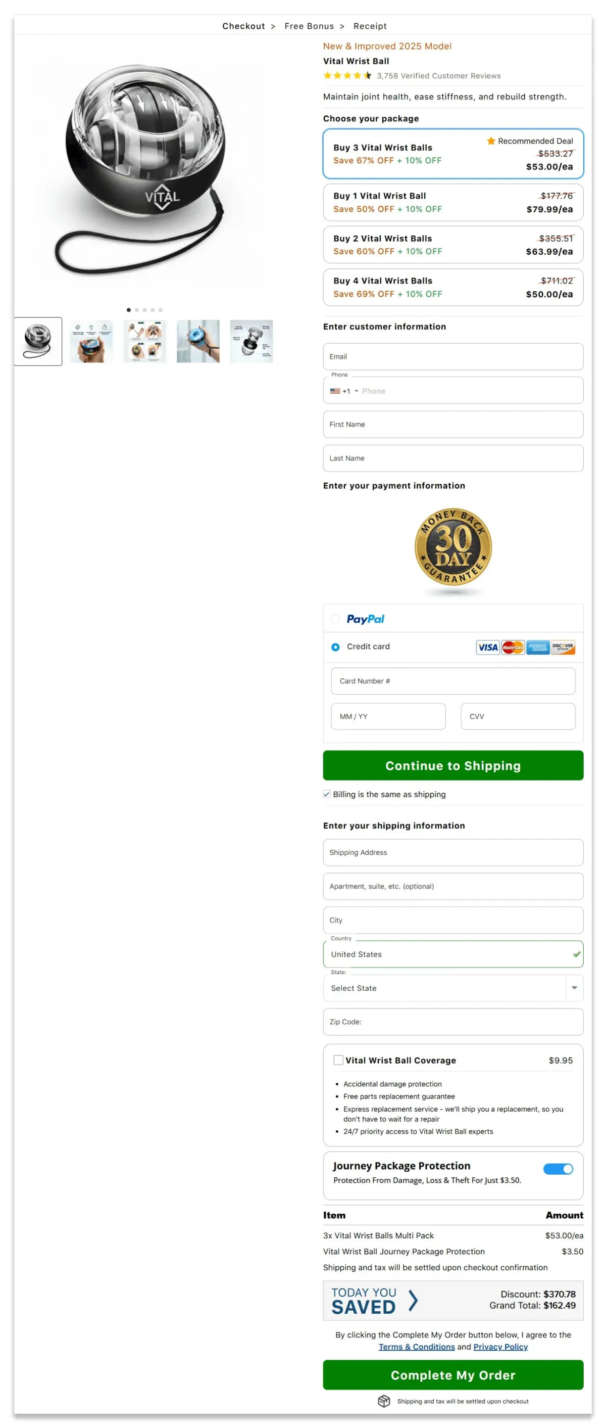 vital wrist ball checkout