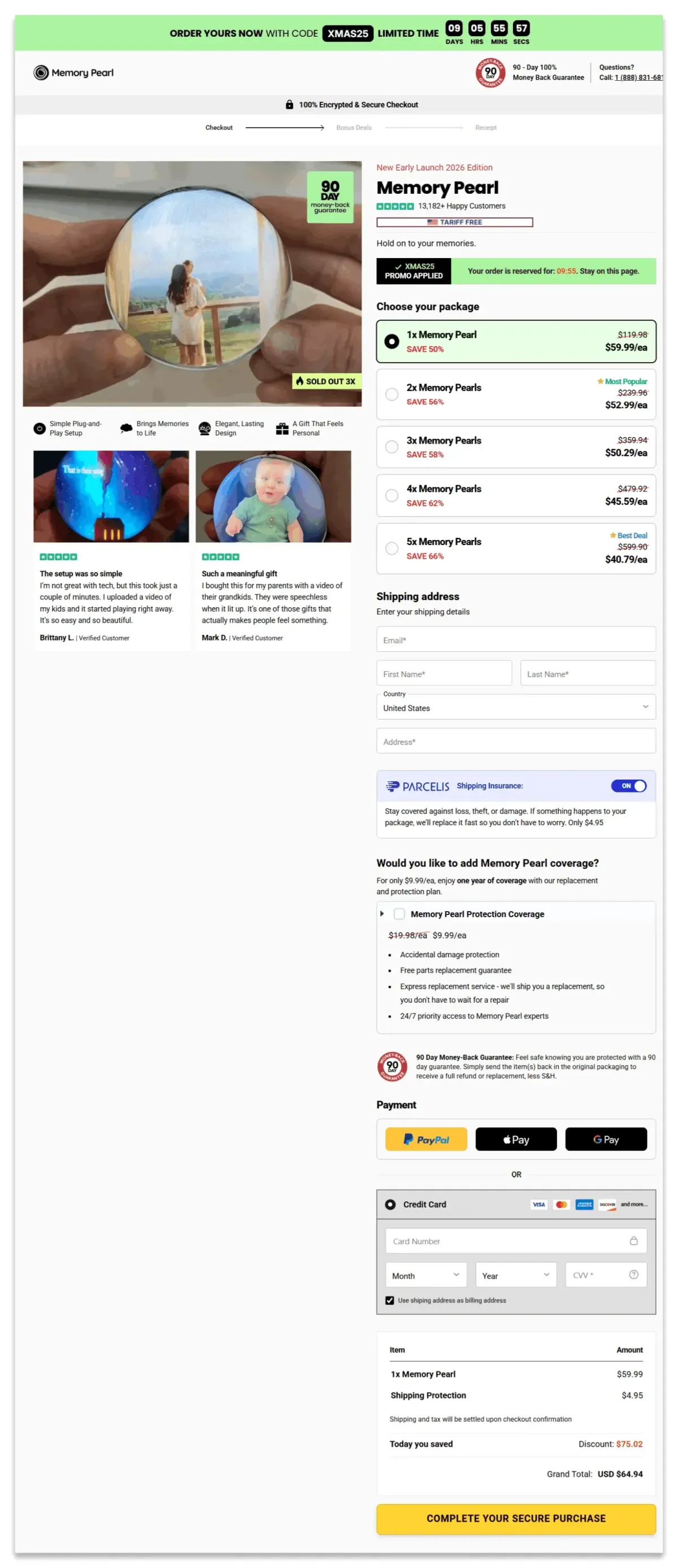 memory pearl checkout