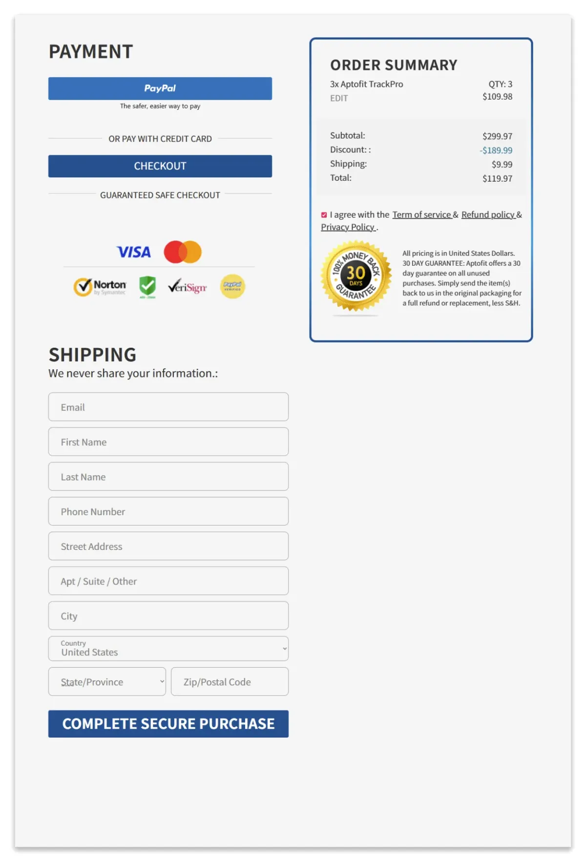 aptofit tra checkoutk pro