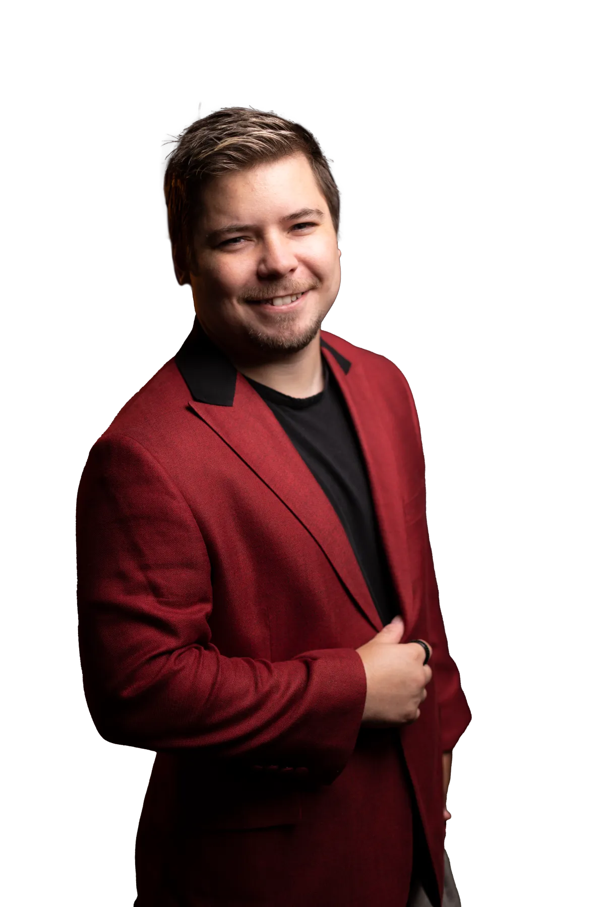 High-end black and white portrait of Joe Hickey, Founder of Shatter Media