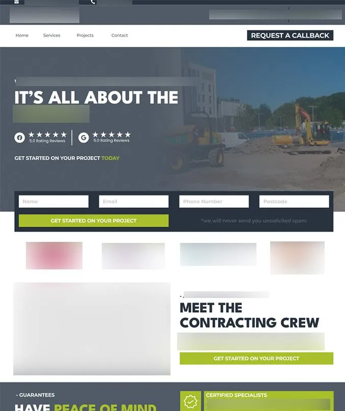 Website design for construction company