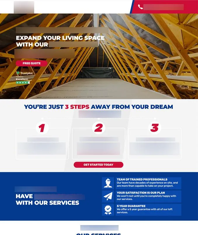 Website design for loft boarding company