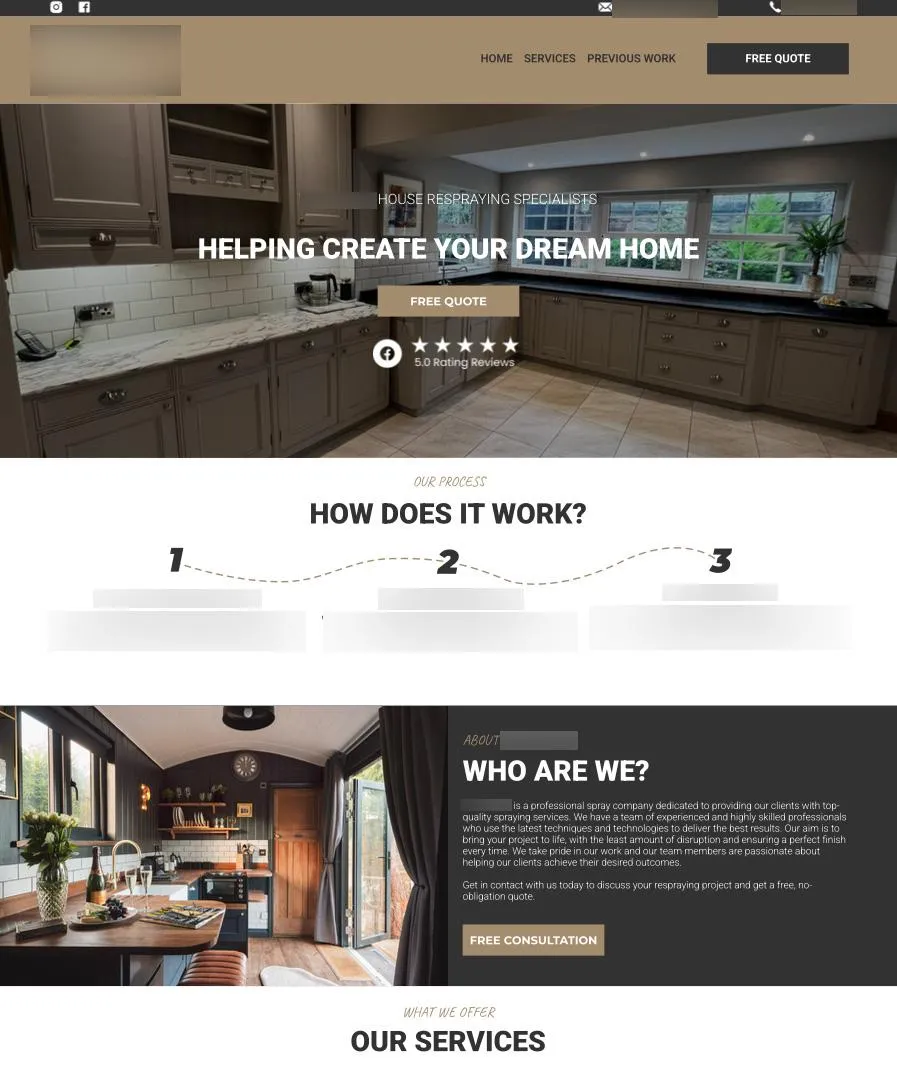 Website design for house respraying specialists