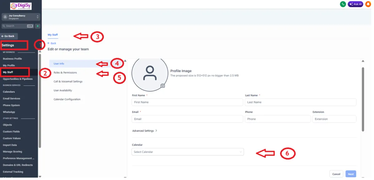 Digi5y Setup billing