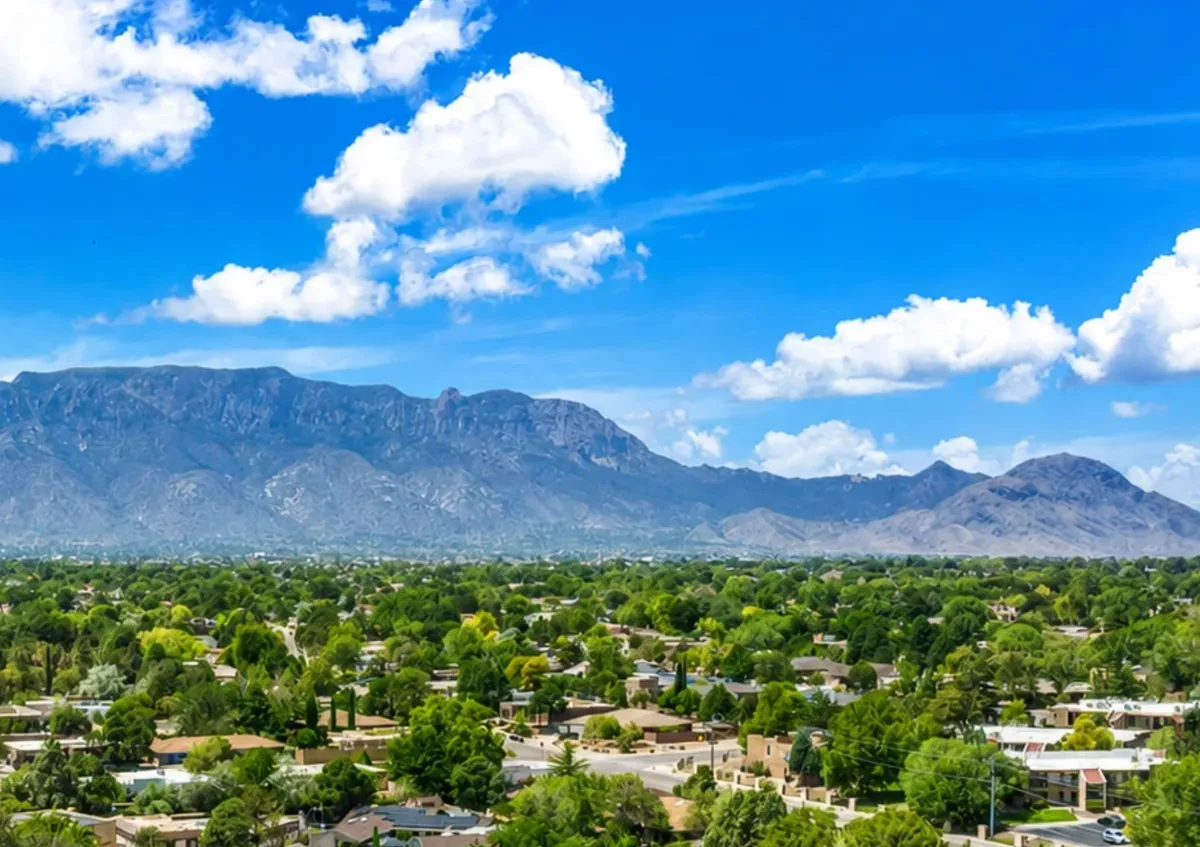 Albuquerque city skyline and neighborhoods representing local residential real estate