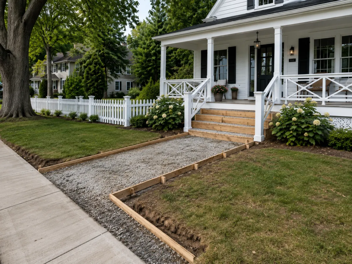Finished concrete sidewalk and steps in Racine, WI by GM Concrete