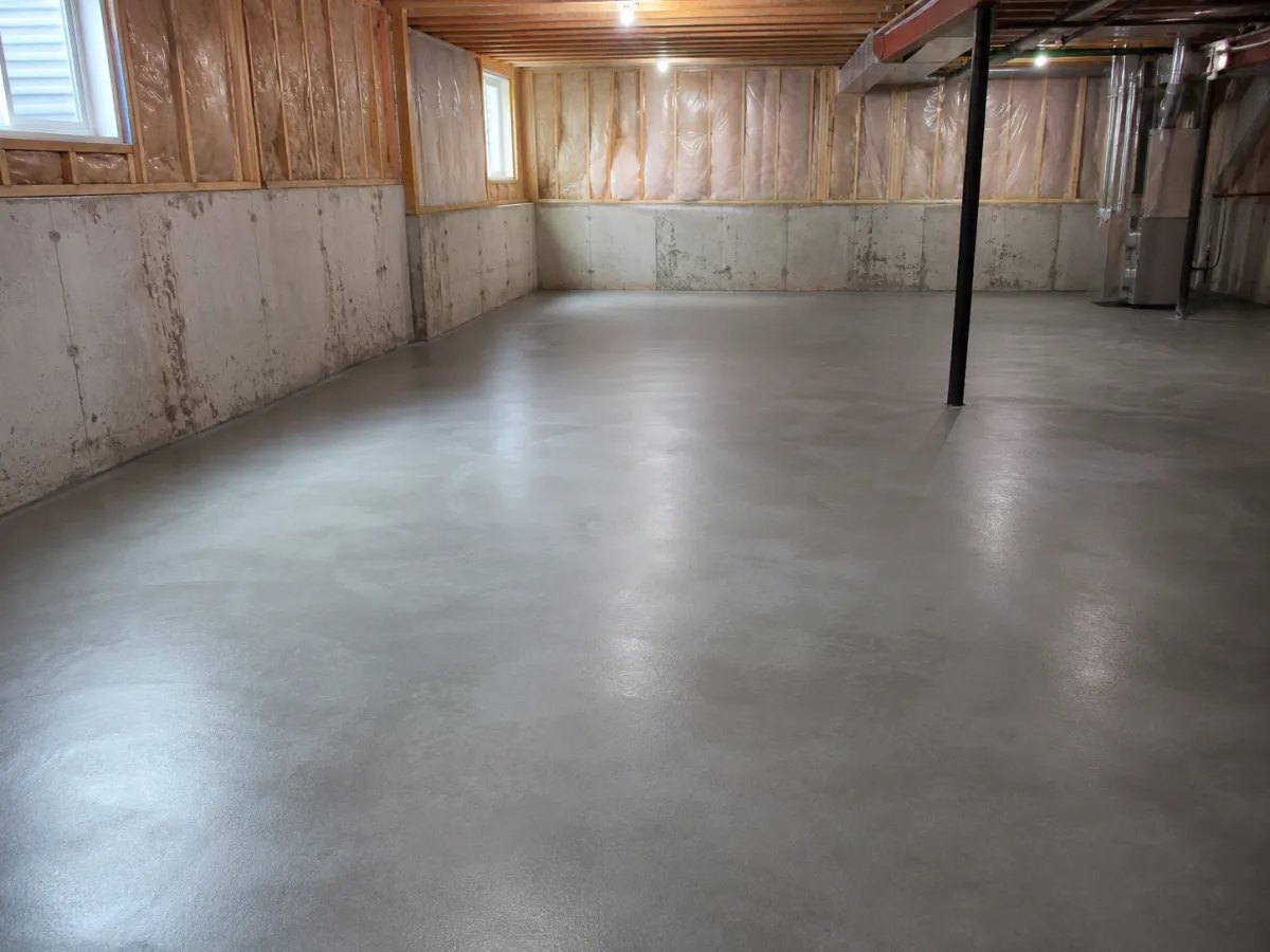 Polished concrete basement floor in Racine, Wisconsin by GM Concrete