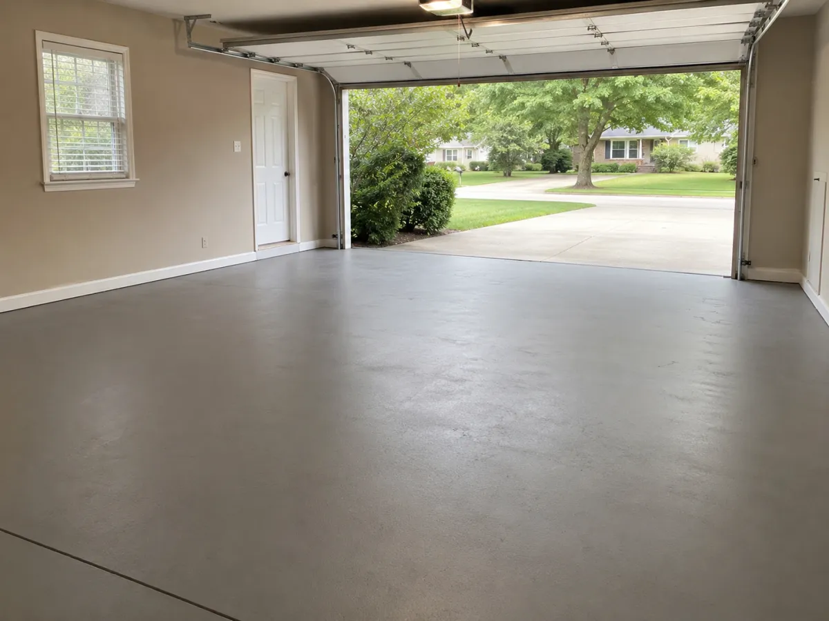 Smooth finished concrete garage slab poured by GM Concrete in Racine, Wisconsin