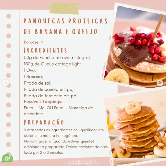 Panquecas Proteicas de Banana e Queijo
