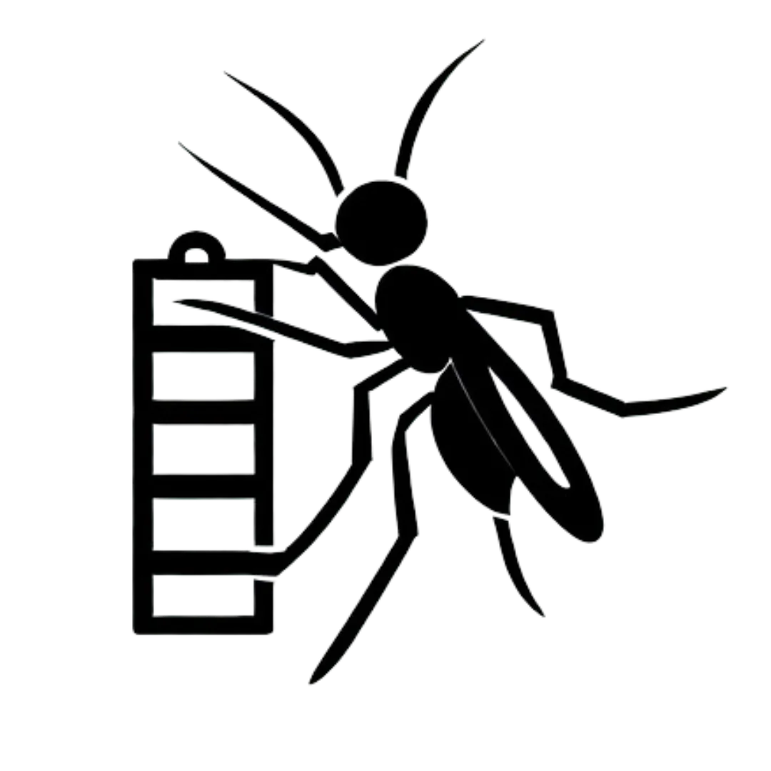 a black logo of a mosquito looking at a to do list