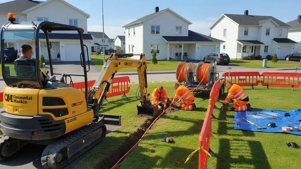 Legging av strøm og fiber i nabolag