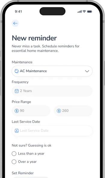 One Home Service Maintenance Reminders