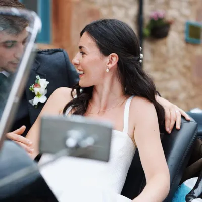 Brunette bride on her wedding day