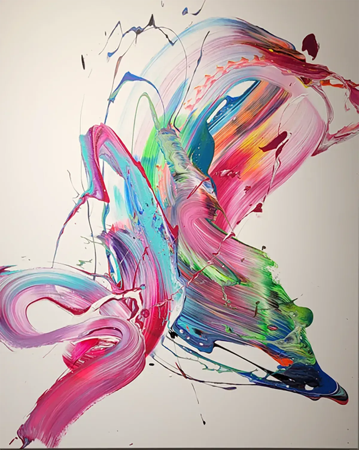 blue yellow and red abstract painting
