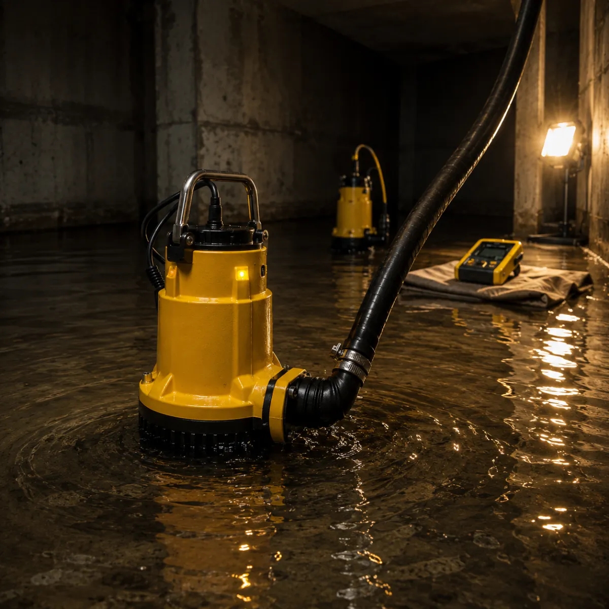 ment flooding cleanup in progress at a long beach property