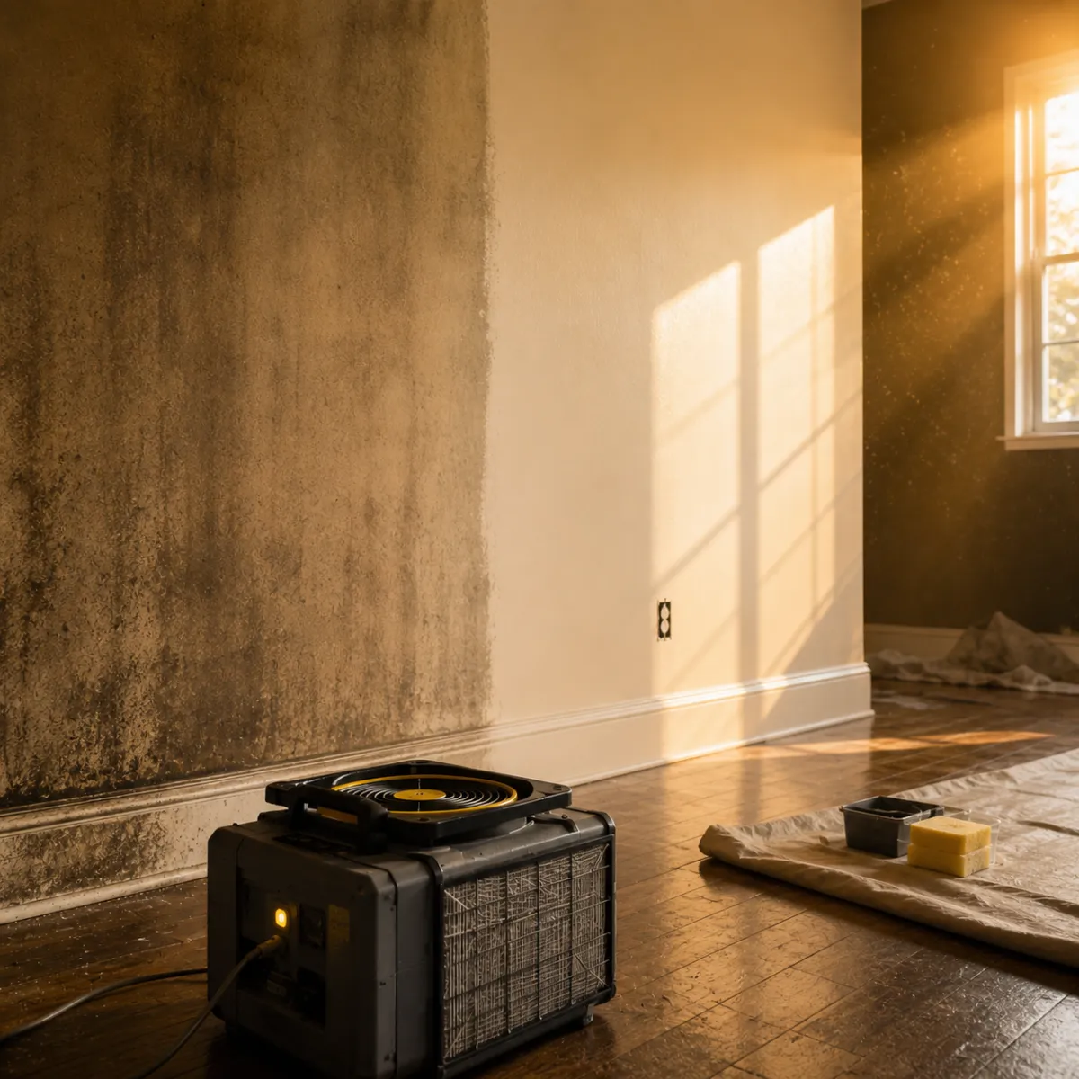 smoke damage restoration on a fire affected wall in a long beach home