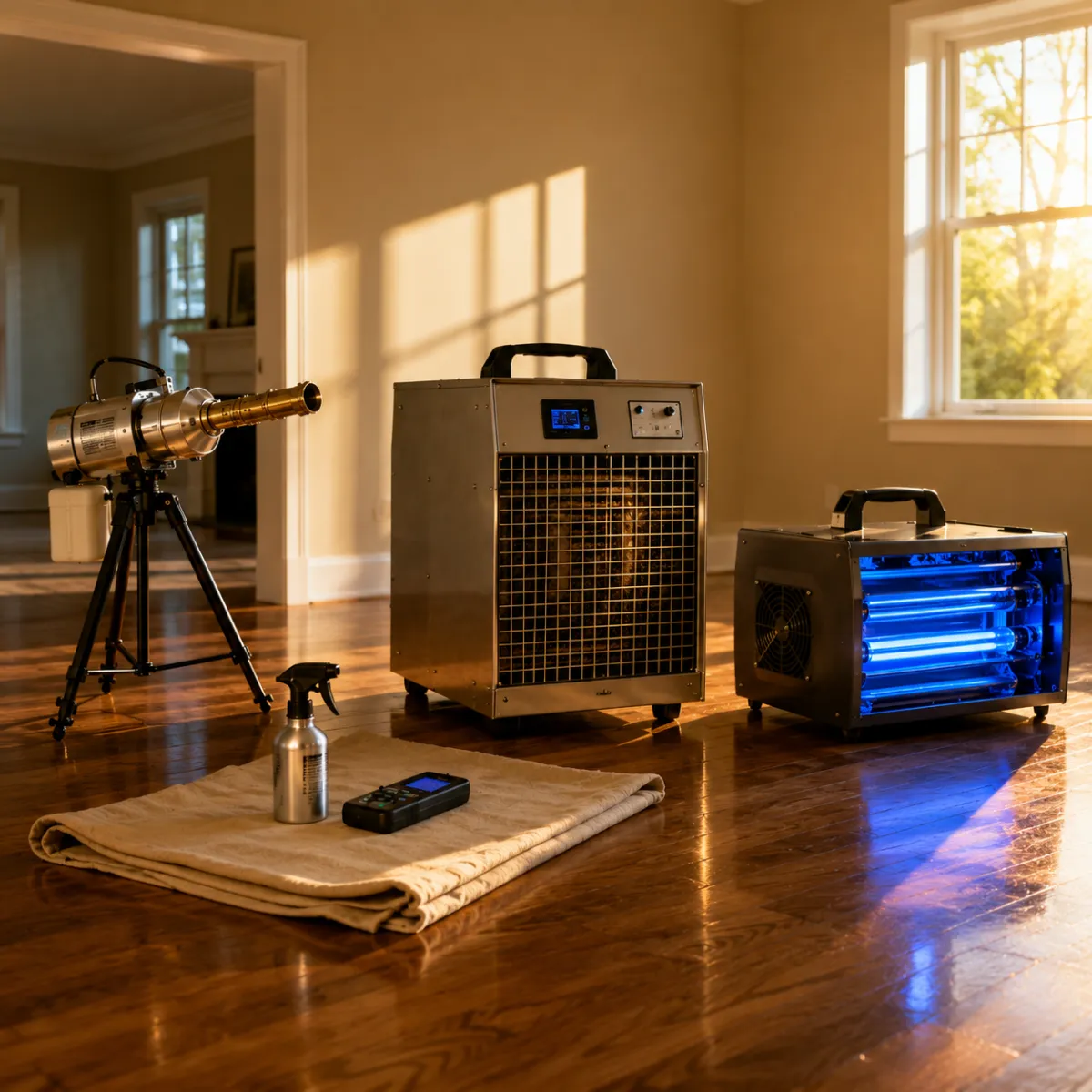 ozone generator running for smoke odor removal in a long beach home