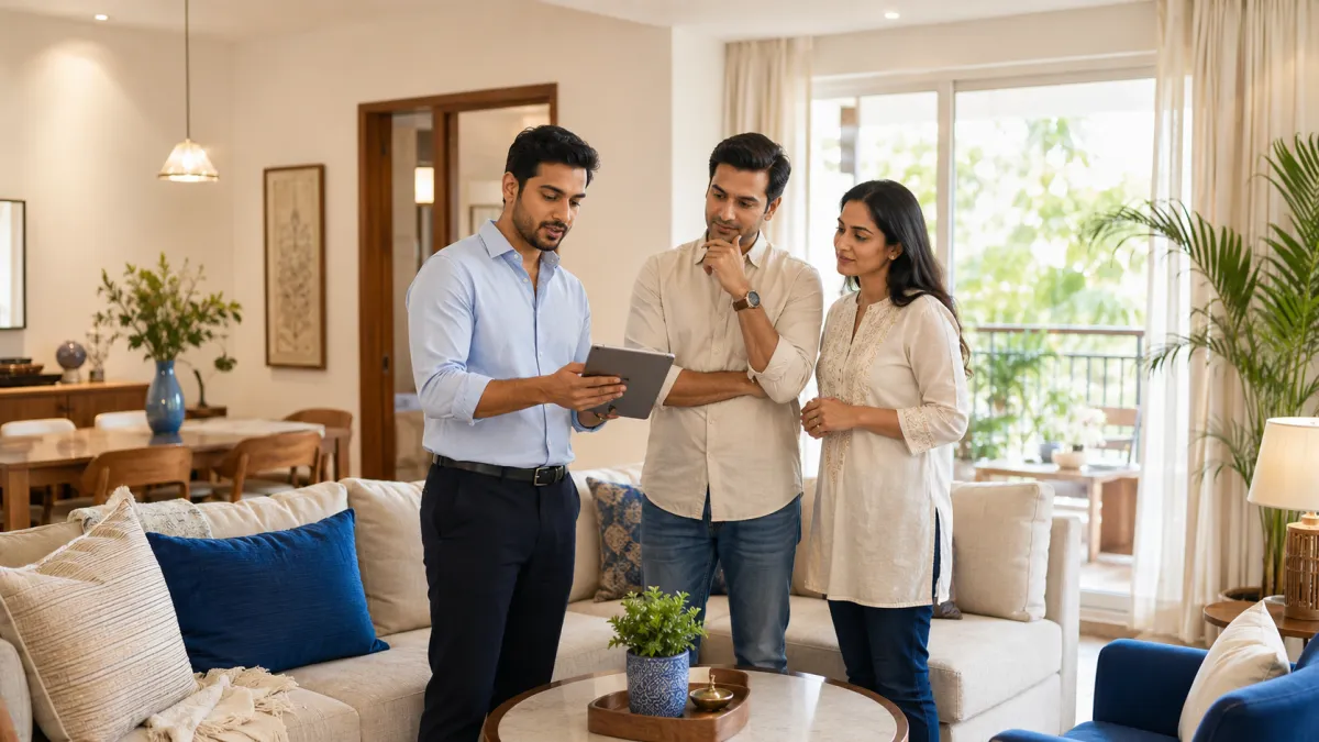 A professional hosting consultation in a styled living room