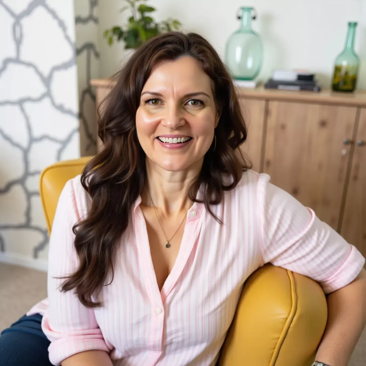 Sharon Seaberg executive coach smiling in a relaxed professional setting