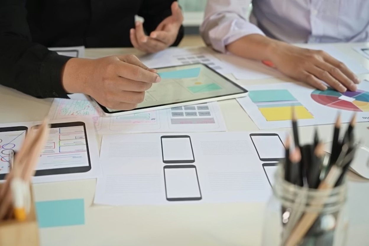 A tech team working on a product prototype