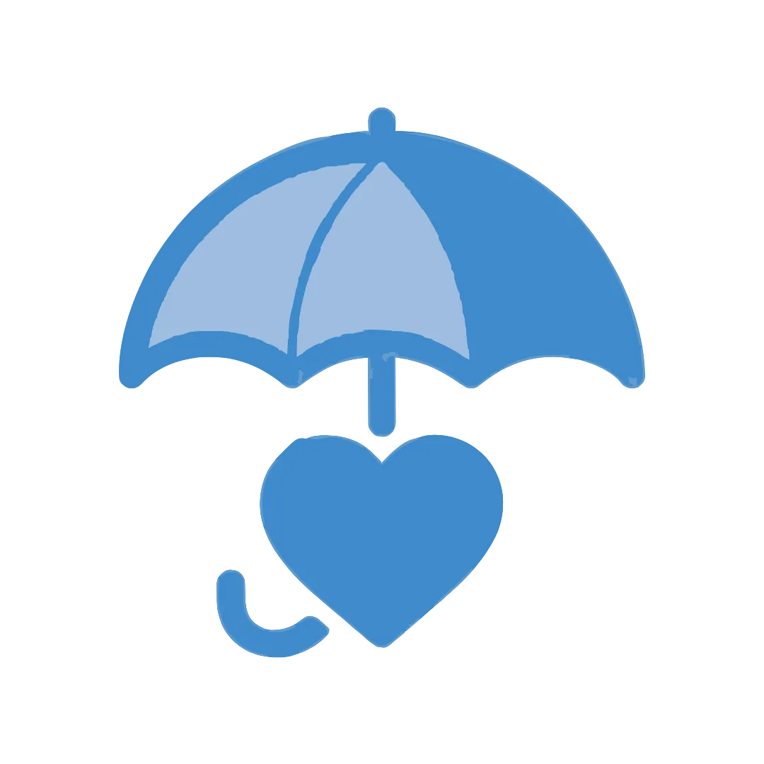 Insurance and protection icon with umbrella symbolising financial cover and security