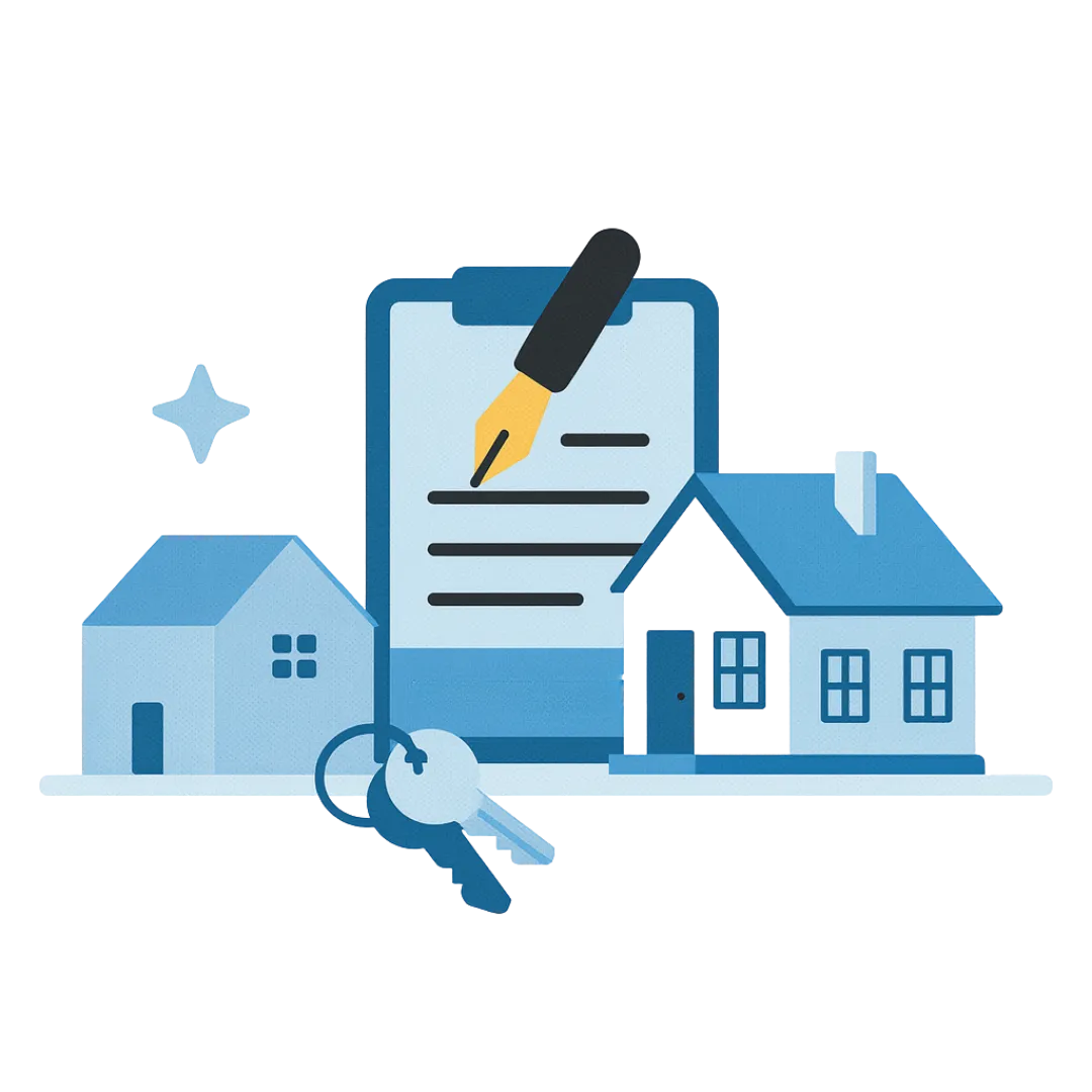 Estate planning icon with house and legal document representing secure family planning with Aspect Mortgages
